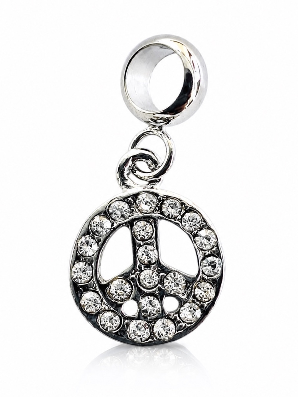 Silver Peace Sign Rhinestone Dangle Charm – Pandora Compatible